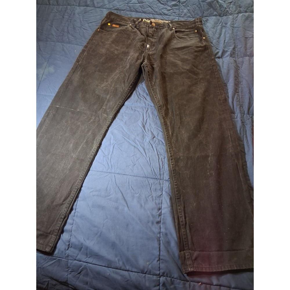LR Geans Jeans Mens 38x34 Black Grass Roots Modern Classic Fit Baggy Wide-Leg‎